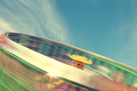 Time lapse photo of a spinning amusement ride