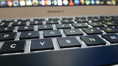 Close up of illuminated laptop keyboard