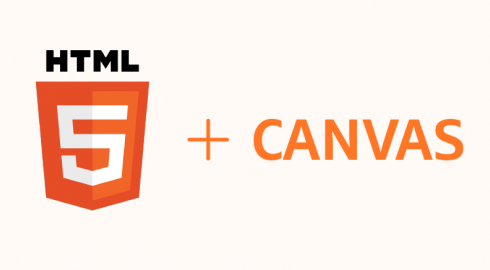 HTML5 logo plus Canvas in orange text