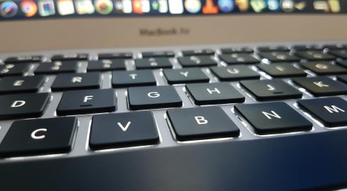 Close up of illuminated laptop keyboard